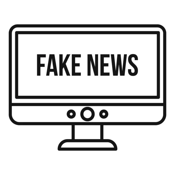 Web online fake nieuws icoon, overzicht stijl — Stockvector