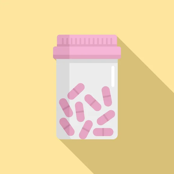 Antibiotic pill jar icon, flat style — Stock Vector