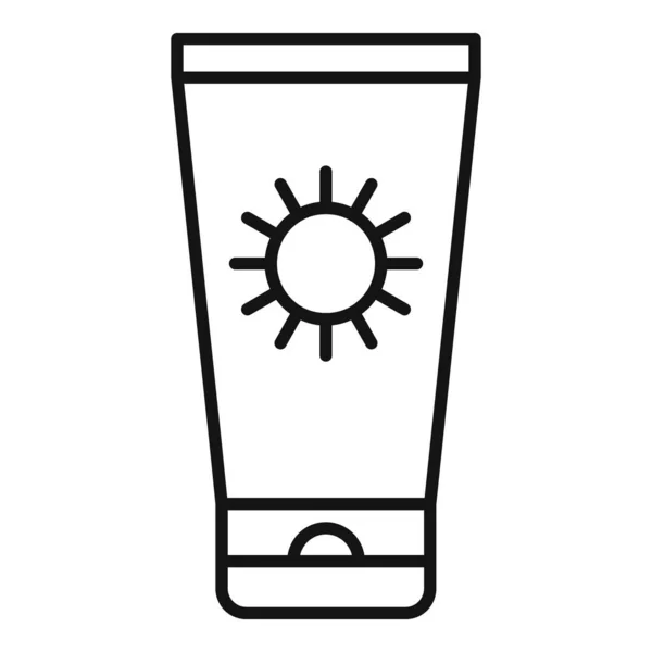 Sunscreen cream tube icon, outline style — Stock Vector