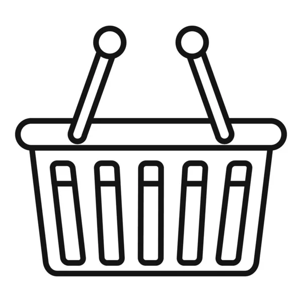 Plastic winkelmandje icoon, omtrek stijl — Stockvector