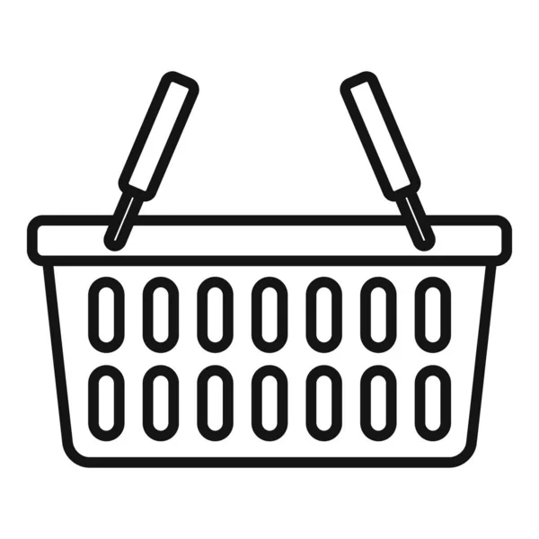 Icono de cesta de la tienda de comercio, estilo de esquema — Vector de stock