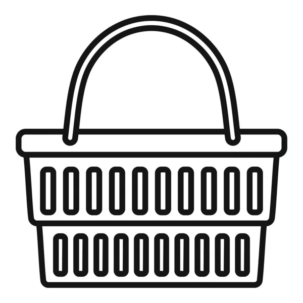 顾客购物篮图标,轮廓风格 — 图库矢量图片