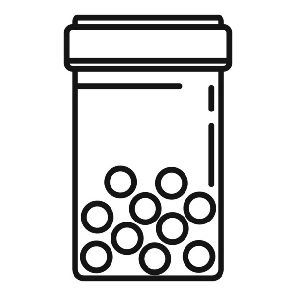 Icono del frasco de la píldora, estilo de esquema — Vector de stock