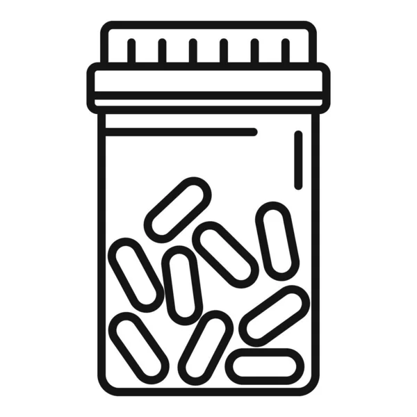 Antibiotische pil potje pictogram, omtrek stijl — Stockvector