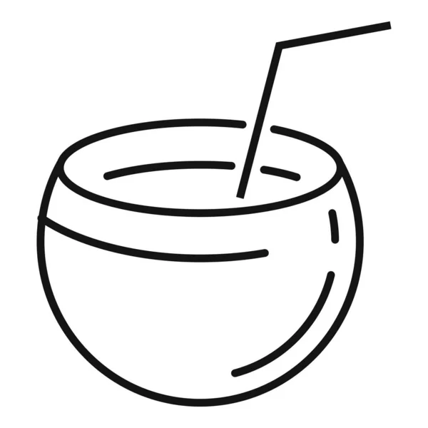 Icona cocktail di cocco, stile contorno — Vettoriale Stock