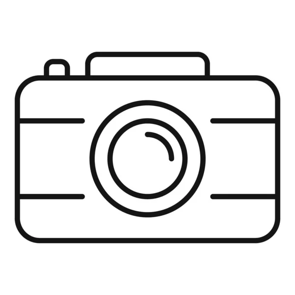 Ícone da câmera de viagem, estilo esboço — Vetor de Stock