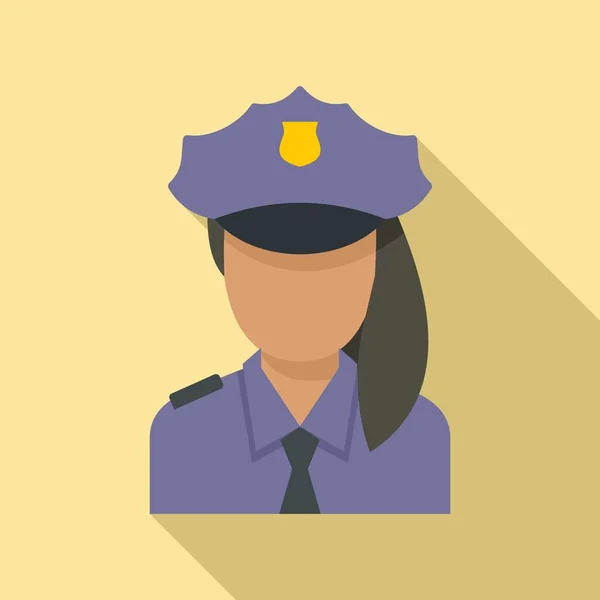 Icono de frontera de mujer policía, estilo plano — Vector de stock
