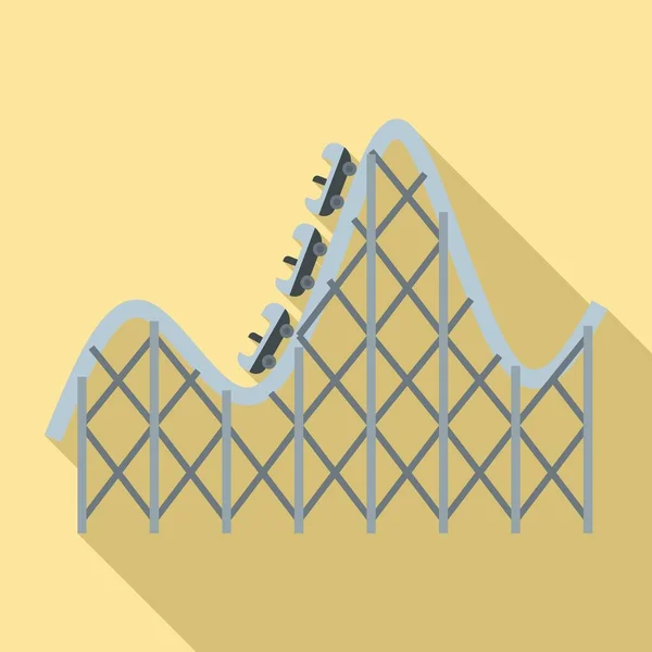 过山车冒险游戏图标,扁平风格 — 图库矢量图片