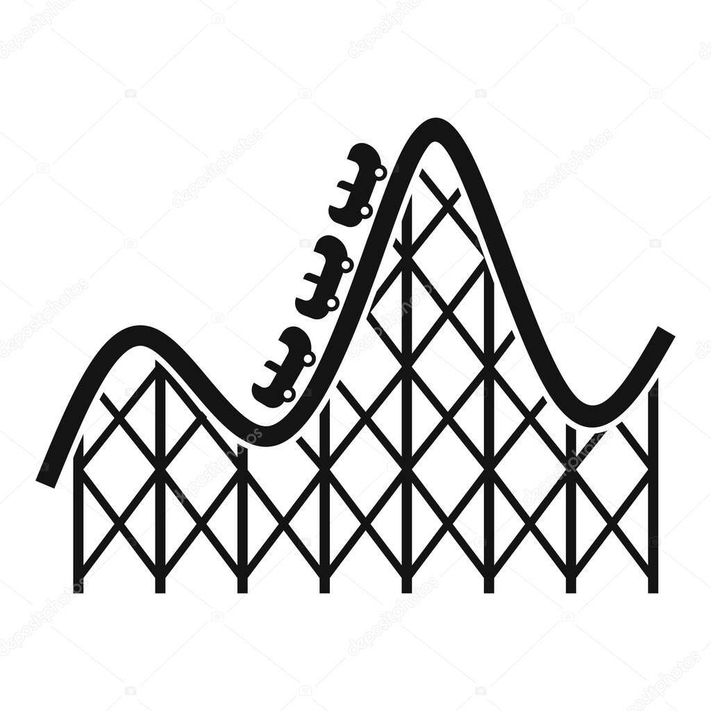 Roller coaster entertainment icon, simple style
