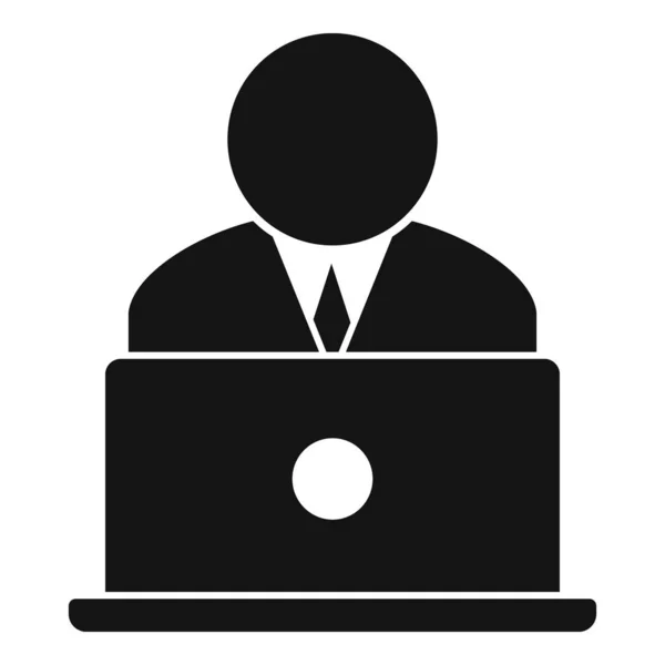 Icône d'ordinateur portable de formation d'affaires, style simple — Image vectorielle