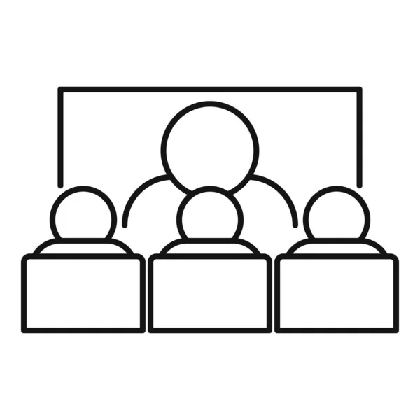商业培训视频会议图标,纲要风格 — 图库矢量图片
