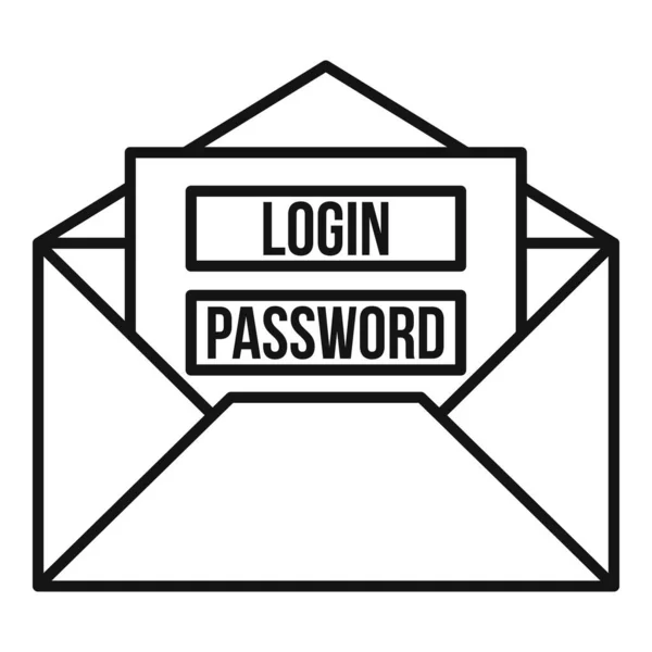 电子邮件登录密码图标,轮廓样式 — 图库矢量图片