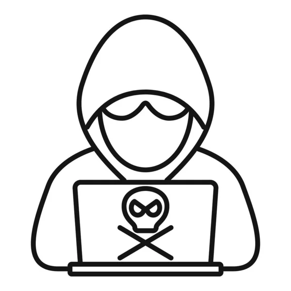 Icono de hacker moderno, estilo de esquema — Vector de stock