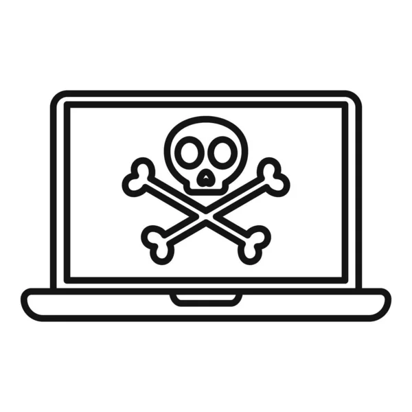 Hacked laptop ikon, körvonalazott stílus — Stock Vector