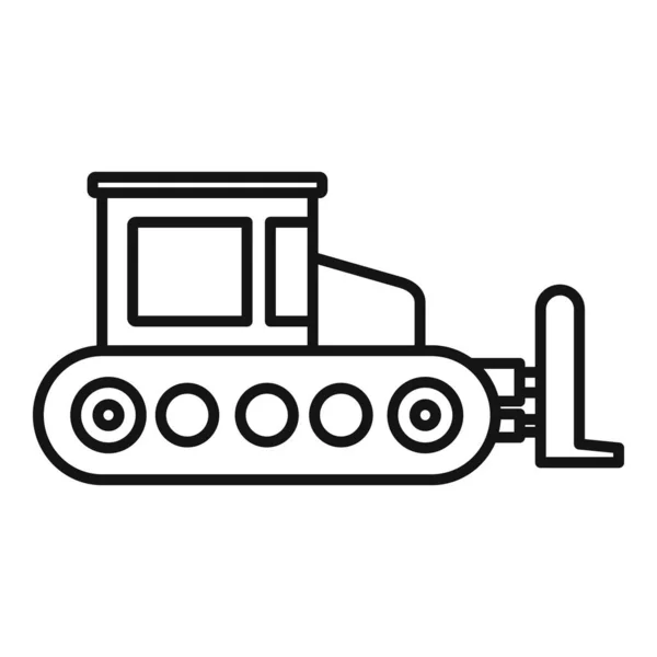 Contruction bulldozer icon, outline style — Stock Vector