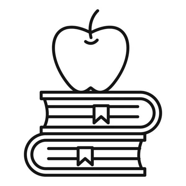 Icono de pila de libro de Apple, estilo de esquema — Vector de stock