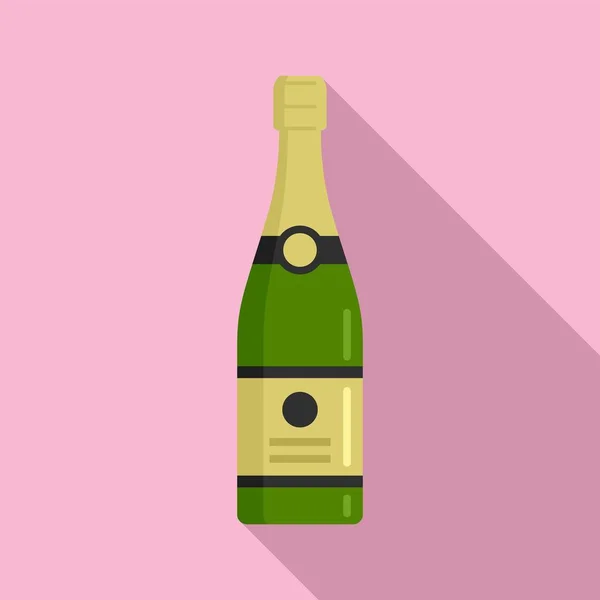 Ícone de garrafa de champanhe francês, estilo plano — Vetor de Stock