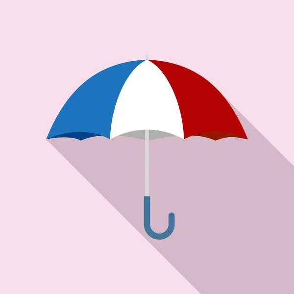 Зонтик с французским флагом, плоский стиль — стоковый вектор