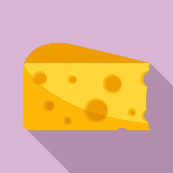 French cheese icon, gaya datar - Stok Vektor