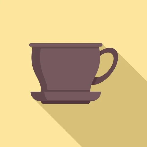 Icono de taza de té de cerámica, estilo plano — Vector de stock