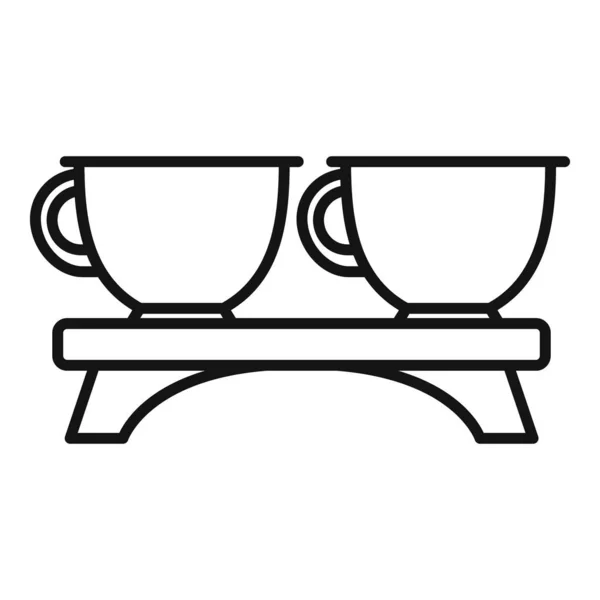 Teezeremonie Tassen Symbol, umreißen Stil — Stockvektor