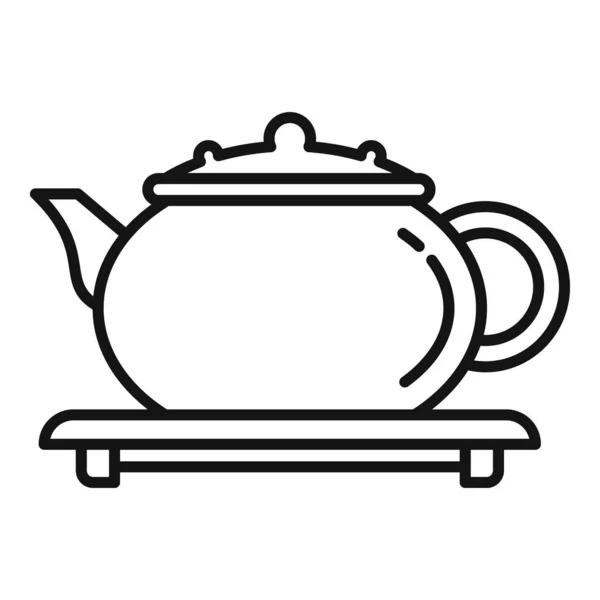 Ikone der Teezeremonie, umrissener Stil — Stockvektor