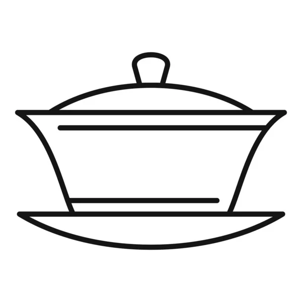 Ikone der keramischen Teezeremonie, umrissener Stil — Stockvektor