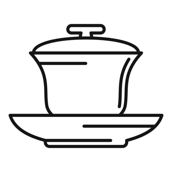 Icono de elemento de ceremonia de té, estilo de esquema — Vector de stock