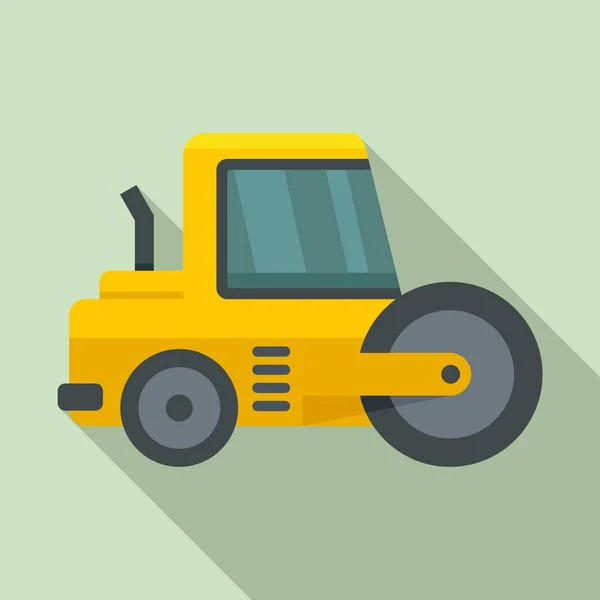 Vehicle road roller icon, flat style — Stock Vector