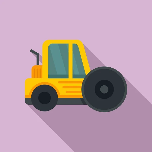 City road roller icon, flat style — Stock Vector