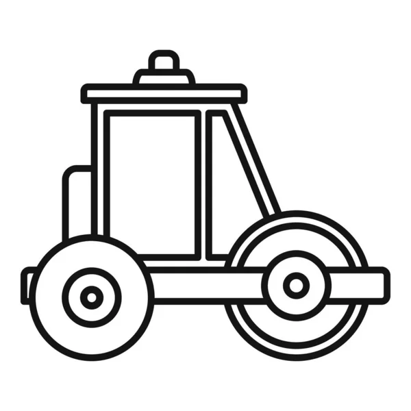 Icono de rodillo de carretera constructor, estilo de contorno — Vector de stock