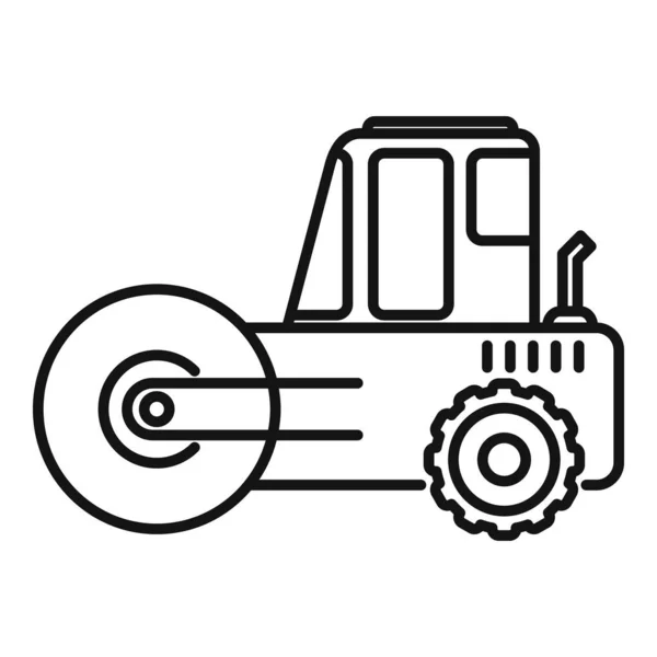 Icono de rodillo de carretera pesado, estilo de contorno — Vector de stock