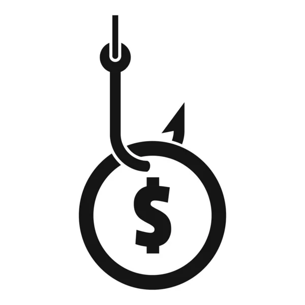Fraude argent crochet icône, style simple — Image vectorielle