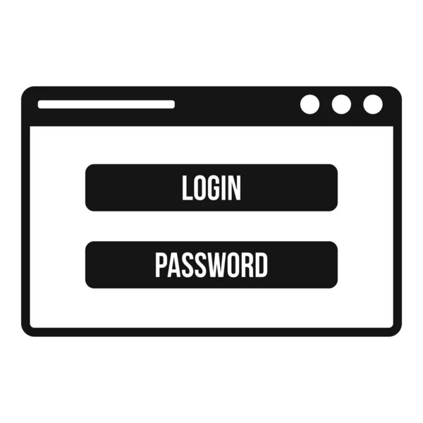 Login secured window icon, simple style — Stock Vector