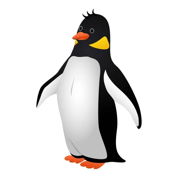 Пишний пінгвін значок, мультиплікаційний стиль — стоковий вектор