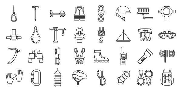 City industrial climber icons set, outline style — Stock Vector