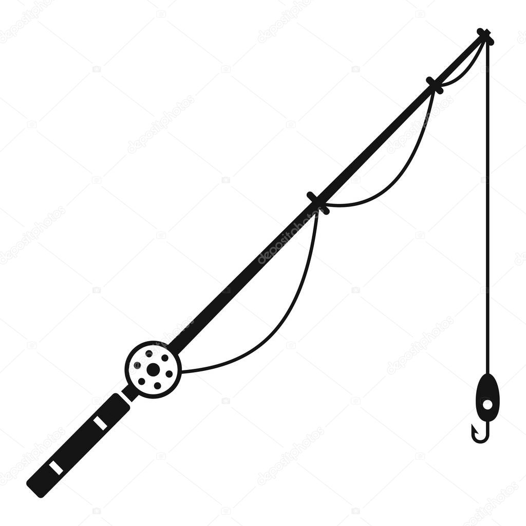 Fishing rod instrument icon, simple style