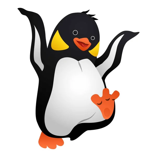 Ikona veselého tučňáka, kreslený styl — Stockový vektor