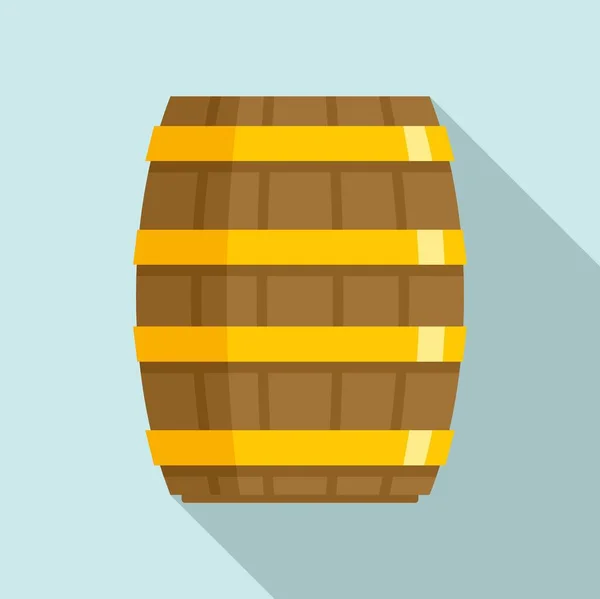 Storage wood barrel icon, flat style — Stock Vector