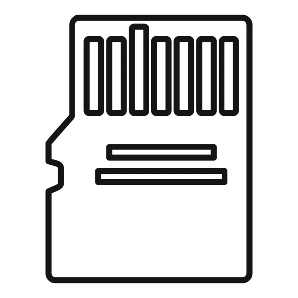 Opslag micro ssd kaart icoon, omtrek stijl — Stockvector