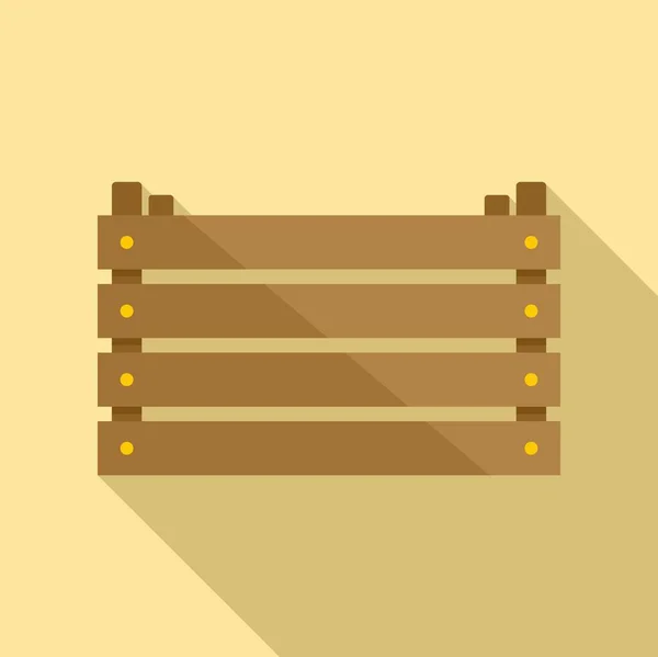 Förvaring trä box ikon, platt stil — Stock vektor