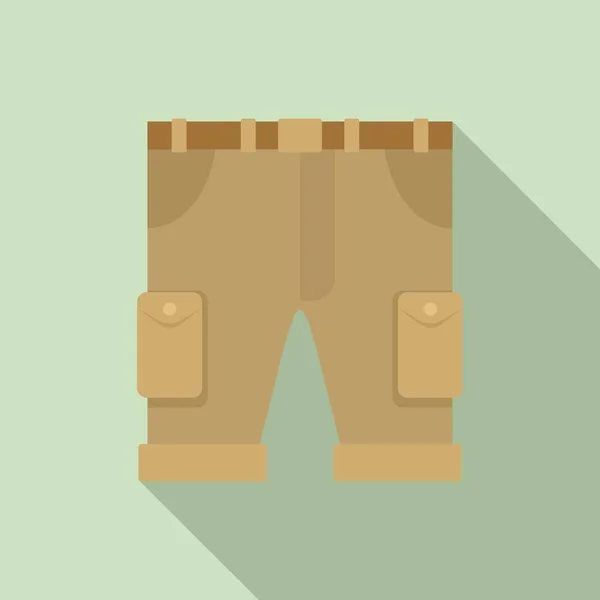 Safari icono de los pantalones cortos de caza, estilo plano — Vector de stock