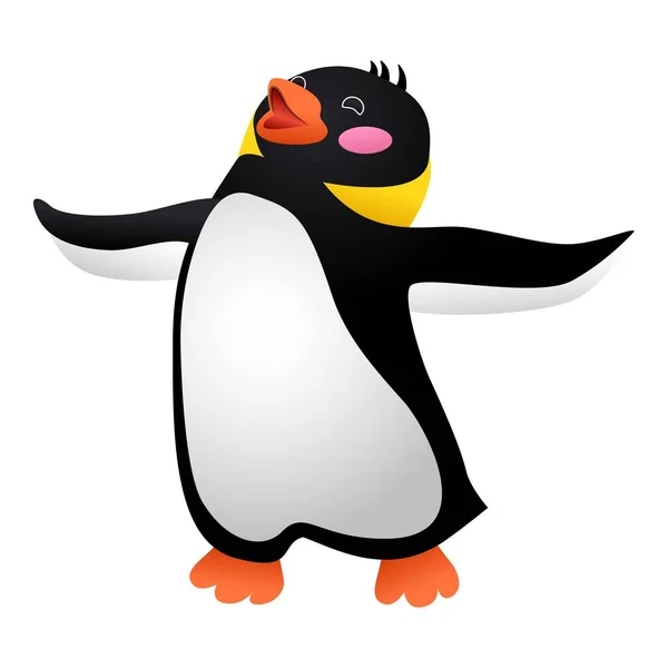 Zpívající tučňák ikona, kreslený styl — Stockový vektor
