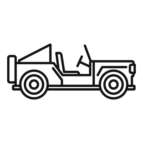 Safari chasse jeep icône, style contour — Image vectorielle