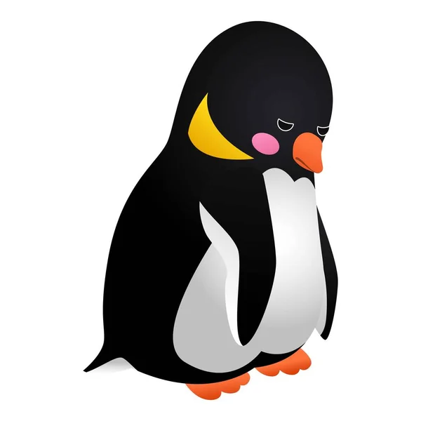 Ikona smutného tučňáka, kreslený styl — Stockový vektor
