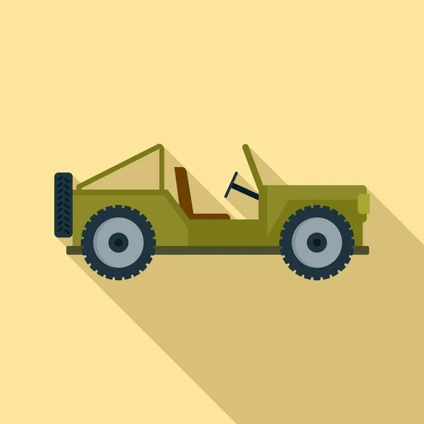 Safari hunting jeep icon, flat style — Stock Vector
