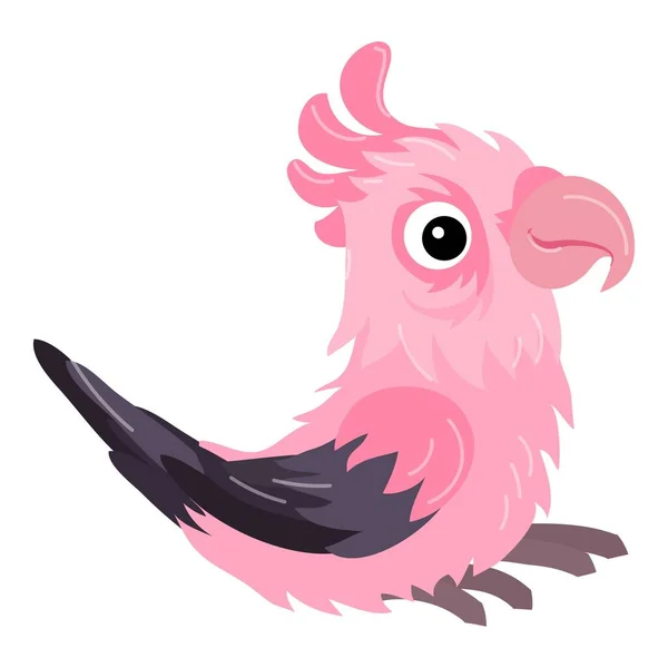 Różowa ikona papugi, kreskówkowy styl — Wektor stockowy