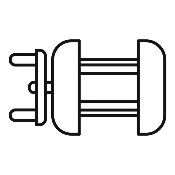 Icône de bobine de pêche extrême, style contour — Image vectorielle