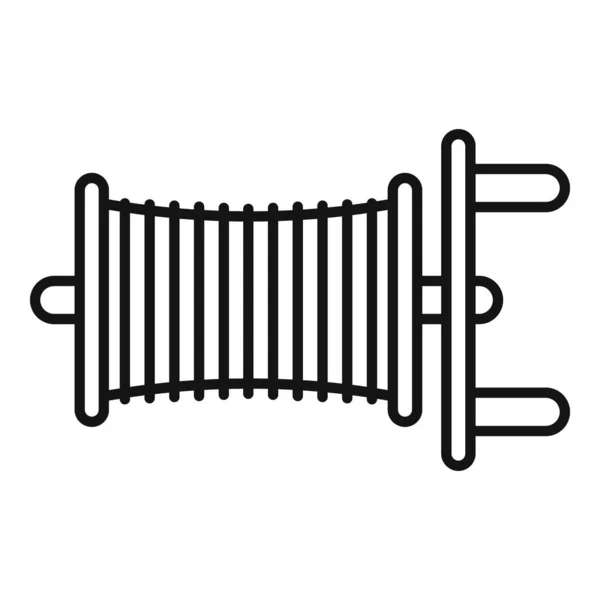 Uncino icona bobina di pesca, stile contorno — Vettoriale Stock