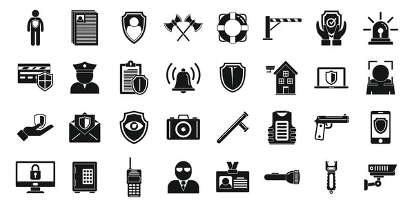 Personal guard icons set, simple style — Stock Vector